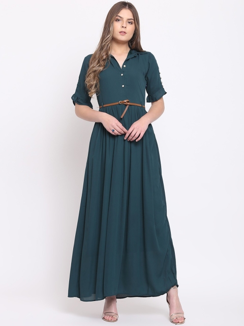 

RIVI Women Teal Green Solid Maxi Dress