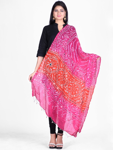 

SOUNDARYA Pink & Orange Printed Pure Cotton Dupatta