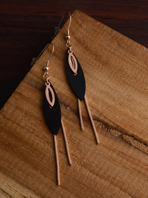 

E2O Gold Plated Black Contemporary Drop Earrings