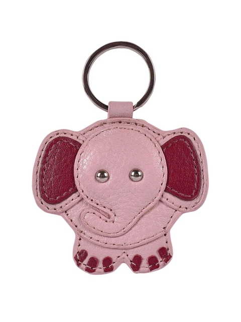 Eske Unisex Pink & Burgundy Elephant Applique Perk Leather Key Chain