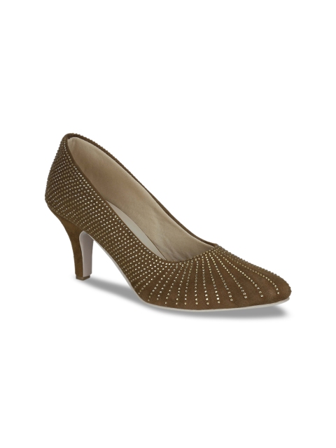 Get Glamr Women Brown Embellished Pumps
