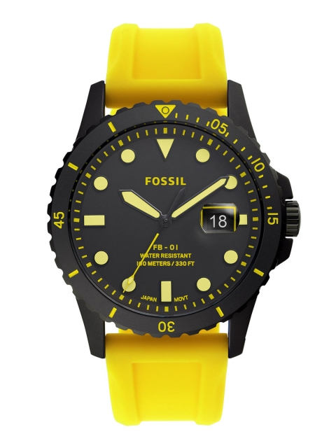 

Fossil Men Yellow & Black Analogue Watch FS5684