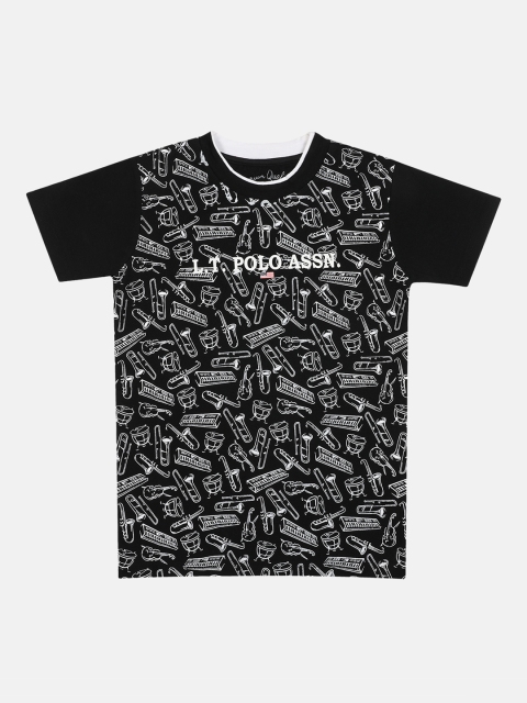 

Lil Tomatoes Boys Black & White Printed Round Neck T-shirt