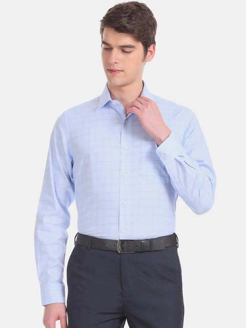 

Arrow Men Blue Regular Fit Checked Formal Shirt