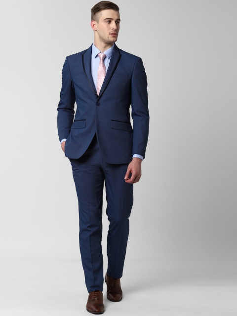 

Peter England Men Blue Self-Design Slim-Fit Single-Breasted Formal Suit