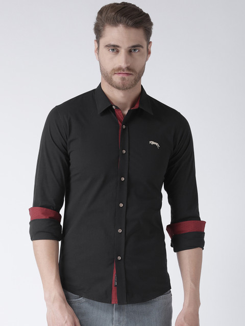 

JUMP USA Men Black Regular Fit Solid Casual Shirt