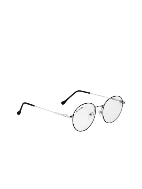 

ROYAL SON Unisex Solid Round Blue Light Block Full Rim Spectacle Frames SF001-C1, Silver