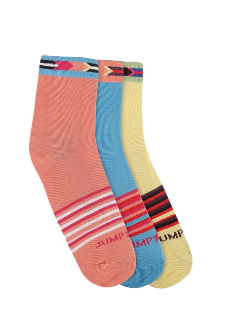 

JUMP USA Women Pack of 3 Solid Above Ankle-Length Socks, Orange