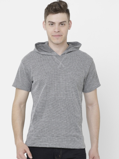 

ELEGANCE Men Grey Solid Hood T-shirt