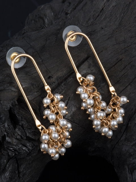 

E2O White & Gold-Plated Geometric Drop Earrings