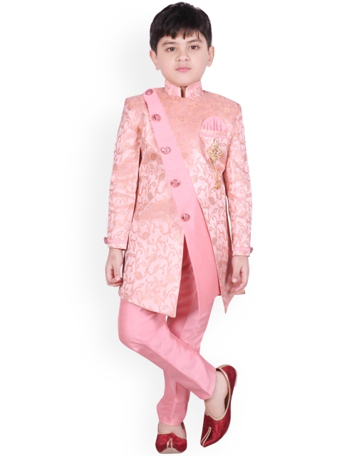 

SG YUVRAJ Boys Pink Printed Sherwani Set