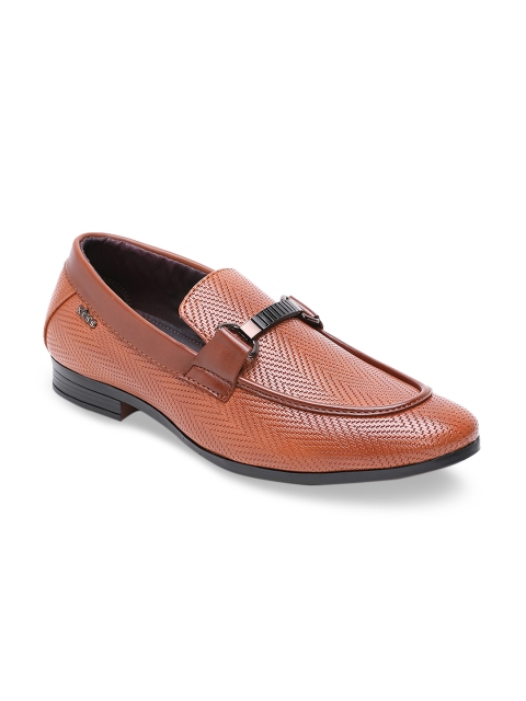 

XESS by iD Men Tan Brown Textured Genuine Leather Loafers