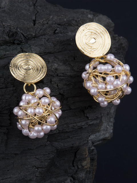 

E2O White & Gold-Plated Geometric Drop Earrings