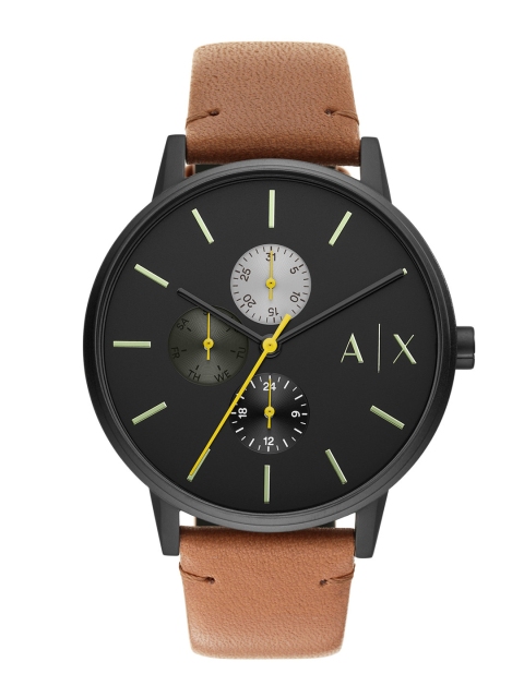 

Armani Exchange Men Black Cayde Leather Analogue Watch AX2723