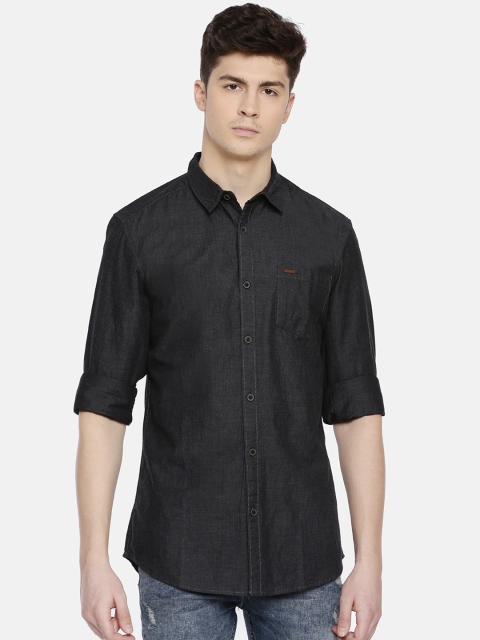 

Toss Winner Men Black Slim Fit Self Design Casual Shirt