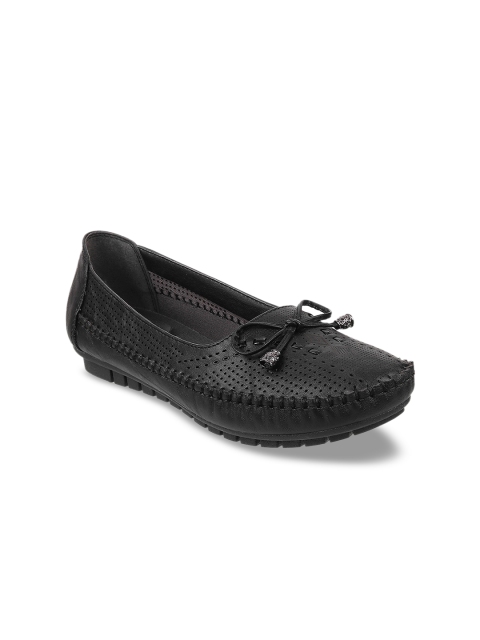 

WALKWAY Women Black Textured Ballerinas