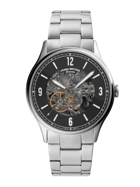 

Fossil Men Silver-Toned & Black Analogue Watch ME3180