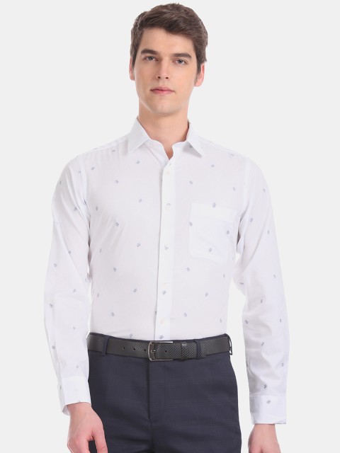 

Arrow Men White & Grey Regular Fit Printed Formal Shirt