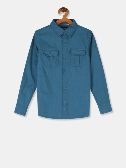 

Cherokee Boys Teal Blue Regular Fit Solid Casual Shirt