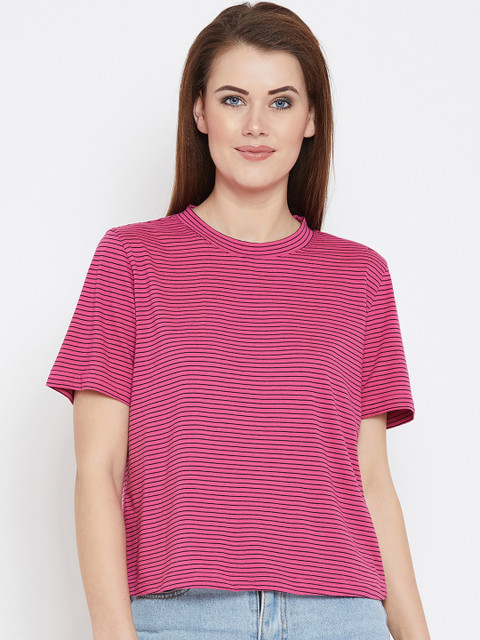 

HERS Women Pink & Black Striped Top