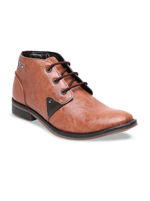 

XESS by iD Men Tan Brown Solid Mid-Top Derbys