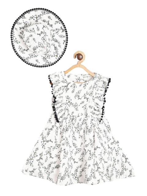 

Bella Moda Infant Off-White & Black Floral Print Fit & Flare Dress