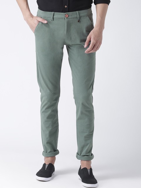 

JUMP USA Men Green Slim Fit Solid Regular Trousers
