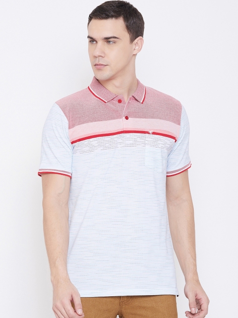 

NEVA Men Red & White Striped Polo Collar T-shirt