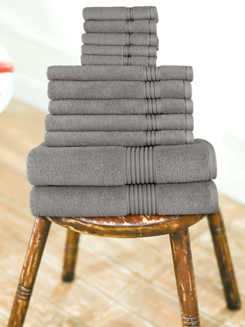 

swiss republic Unisex Set of 12 Grey Solid Signature 630 GSM Towels
