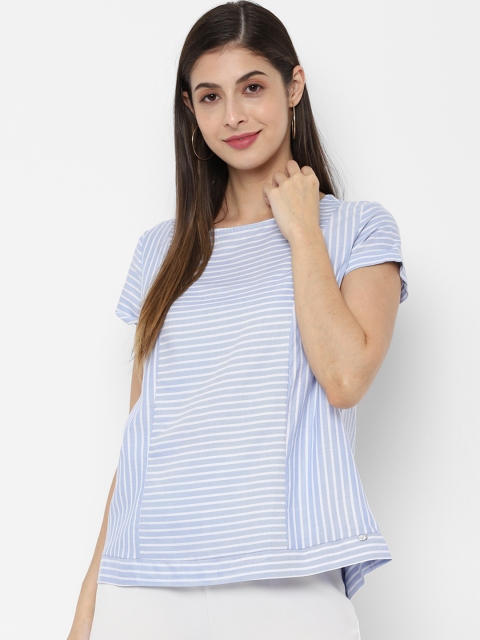 

Allen Solly Woman Blue & White Striped A-Line Top