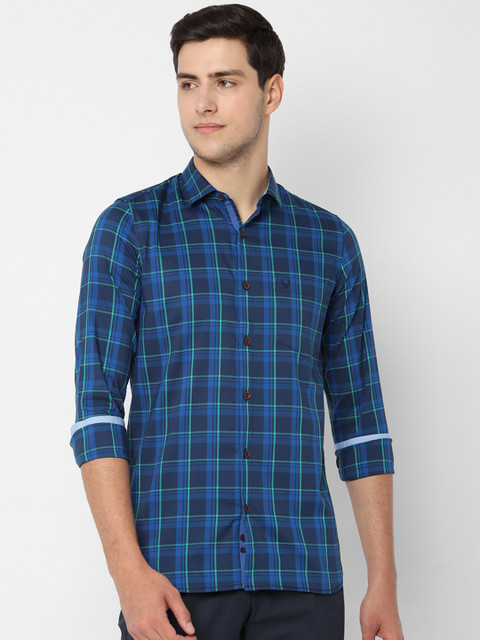 

Allen Solly Men Navy Blue Slim Fit Checked Casual Shirt