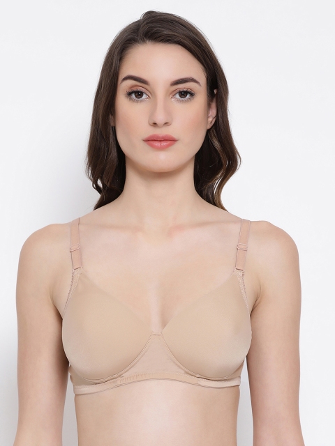 

Clovia Beige Solid Non-Wired Lightly Padded T-shirt Bra BR1066M2432B