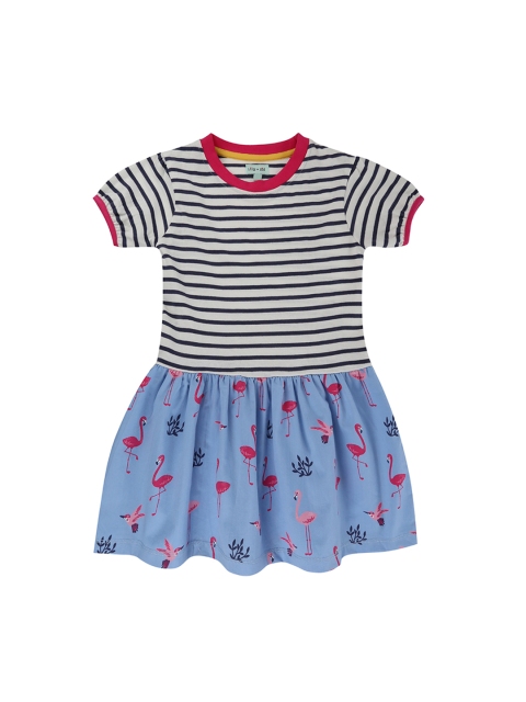 

Lilly and Sid Girls Blue & White Printed Organic Cotton Fit and Flare Sustainable Dress