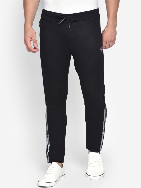 

beevee Men Black Solid Straight-Fit Track Pants