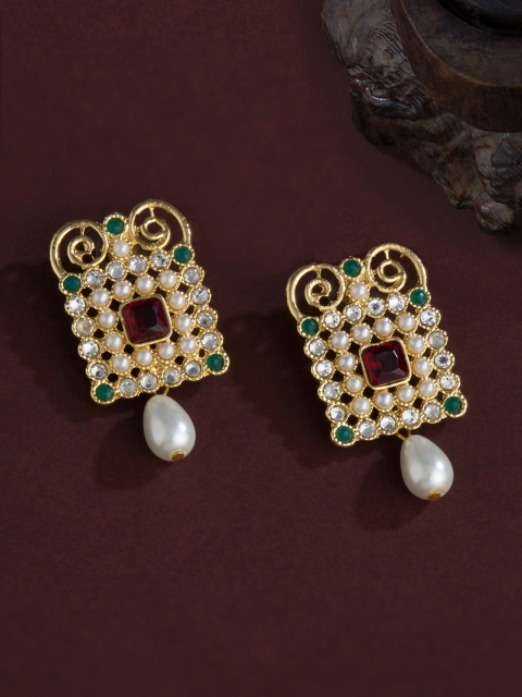 

E2O White & Gold-Plated Geometric Drop Earrings