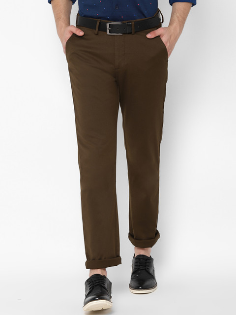 

Allen Solly Men Coffee Brown Regular Fit Solid Regular Trousers