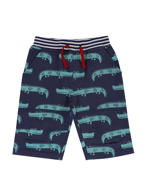 

Lilly and Sid Boys Navy Blue & Green Printed Organic Cotton Regular Shorts
