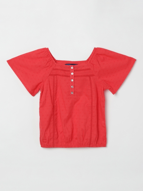 

Fame Forever by Lifestyle Girls Red Solid Blouson Pure Cotton Top