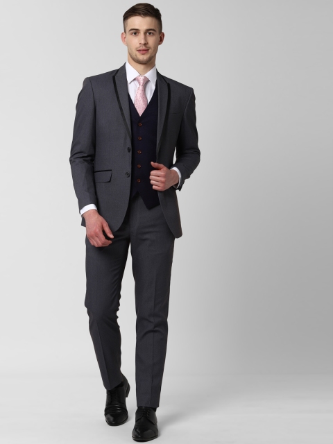 

Peter England Men Grey Self-Design Slim-Fit Single-Breasted Formal Suit