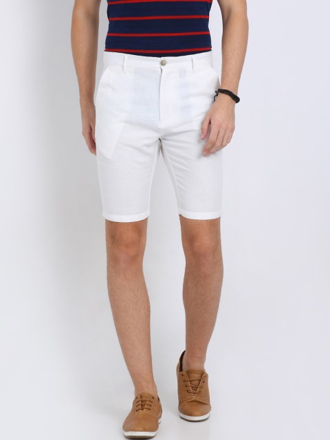 

t-base Men White Solid Regular Fit Regular Shorts