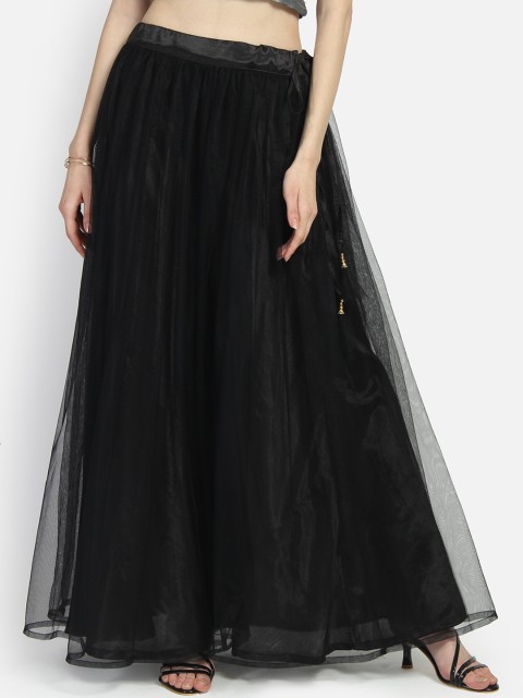 

studio rasa Women Black Solid A-Line Flared Maxi Skirt