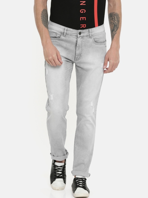 

CINOCCI Men Grey Slim Fit Mid-Rise Clean Look Jeans