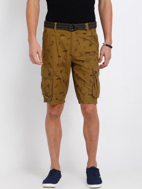 

t-base Men Brown Printed Regular Fit Cargo Shorts