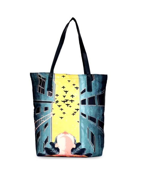 

FUKURO Blue & Yellow Printed Shoulder Bag