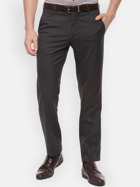 

Van Heusen Men Brown Slim Fit Solid Regular Trousers