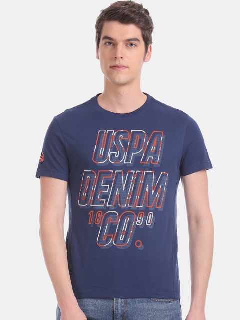 

U.S. Polo Assn. Denim Co. Men Blue Printed Round Neck T-shirt