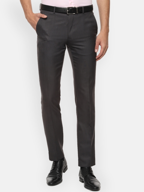 

Van Heusen Men Grey Slim Fit Solid Regular Trousers