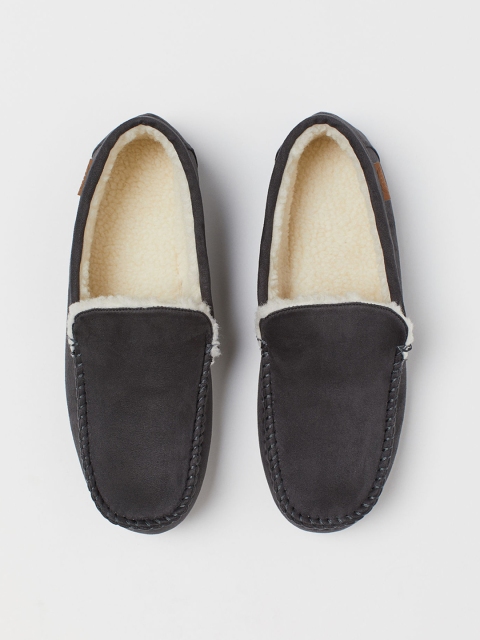 

H&M Men Charcoal Grey Pile-Lined Slippers