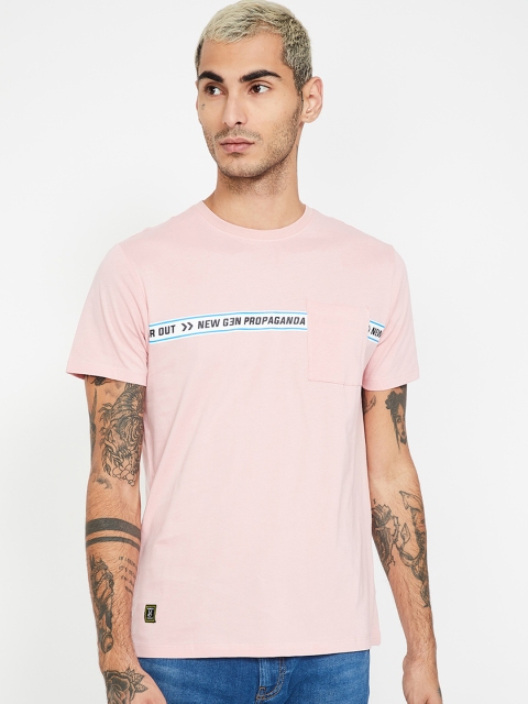 Forca by Lifestyle Men Pink Solid Round Neck T-shirt