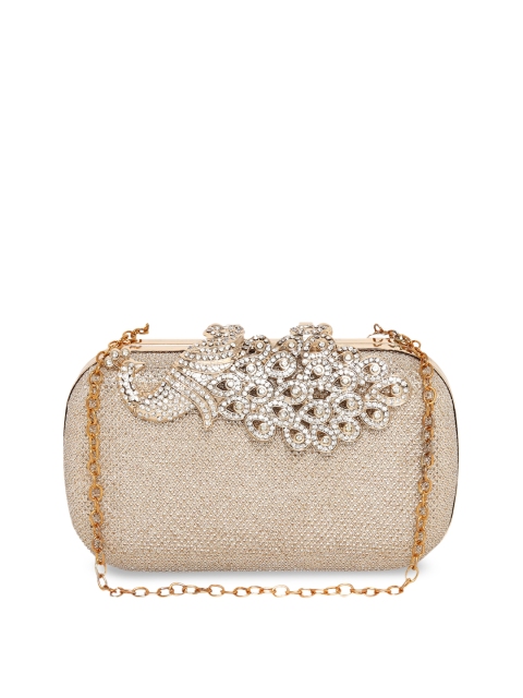 

KLEIO Beige Embellished Box Clutch